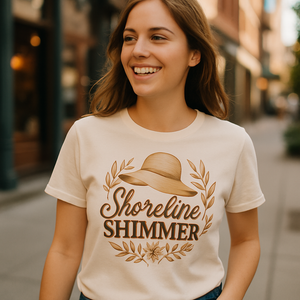 Shoreline Shimmer Beach Babe T-Shirt – Cute Sun Hat & Floral Graphic, Summer Coastal Vibes, Trendy Beachwear for Women Beach%20Babe%20prompt%20%2339%20lifestyle%20mockup.png