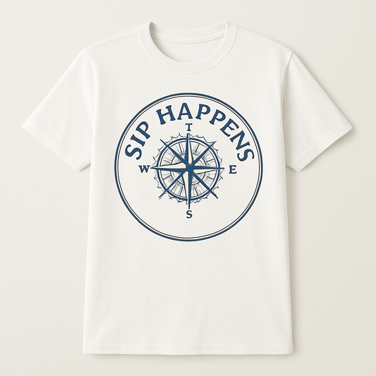 Sip Happens Beach Babe T-Shirt – Nautical Compass Graphic, Funny Coastal Vacation Tee, Summer Boho Party Shirt for Ocean Lovers Beach%20Babe%20prompt%20%233%20studio%20mockup.png