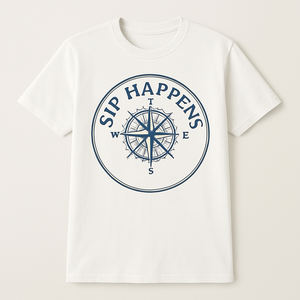 Sip Happens Beach Babe T-Shirt – Nautical Compass Graphic, Funny Coastal Vacation Tee, Summer Boho Party Shirt for Ocean Lovers Beach%20Babe%20prompt%20%233%20studio%20mockup.png