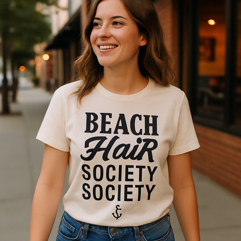 Beach Hair Society T-Shirt - Cute Nautical Anchor Tee for Beach Babes, Summer Vibes Shirt, Coastal Vacation Outfit Beach%20Babe%20prompt%20%2342%20lifestyle%20mockup.png