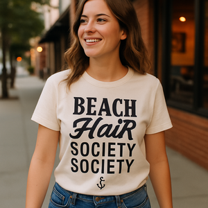 Beach Hair Society T-Shirt - Cute Nautical Anchor Tee for Beach Babes, Summer Vibes Shirt, Coastal Vacation Outfit Beach%20Babe%20prompt%20%2342%20lifestyle%20mockup.png