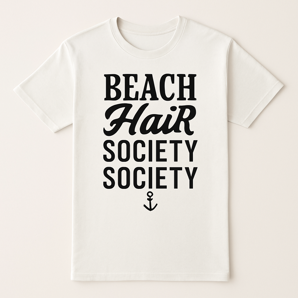 Beach Hair Society T-Shirt - Cute Nautical Anchor Tee for Beach Babes, Summer Vibes Shirt, Coastal Vacation Outfit Beach%20Babe%20prompt%20%2342%20studio%20mockup.png