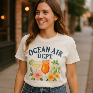 Ocean Air Dept. T-Shirt – Tropical Beach Babe Graphic, Floral Cocktails Summer Vacation Tee, Cute Aesthetic Beachwear Shirt Beach%20Babe%20prompt%20%2343%20lifestyle%20mockup.png