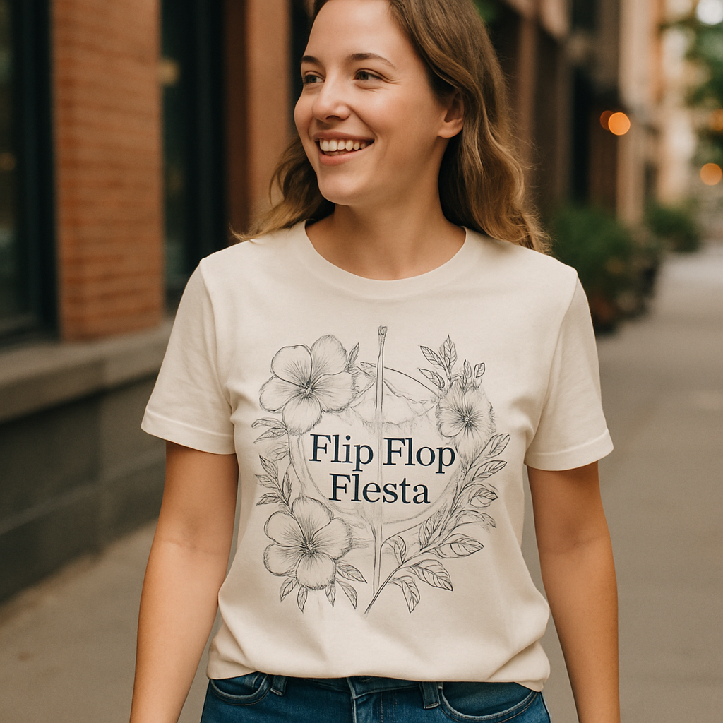 Flip Flop Fiesta Beach Babe T-Shirt – Tropical Floral Graphic, Boho Summer Vacation Tee, Cute Beachwear Gift for Her Beach%20Babe%20prompt%20%2344%20lifestyle%20mockup.png
