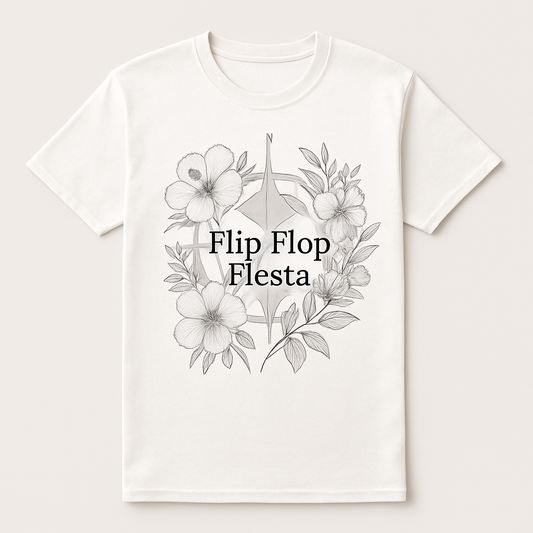 Flip Flop Fiesta Beach Babe T-Shirt – Tropical Floral Graphic, Boho Summer Vacation Tee, Cute Beachwear Gift for Her Beach%20Babe%20prompt%20%2344%20studio%20mockup.png