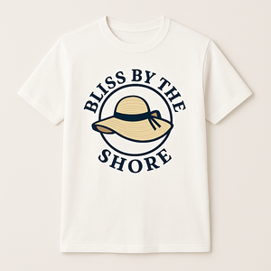 Bliss By The Shore Beach Babe T-Shirt – Cute Sun Hat Graphic, Summer Coastal Vibes, Trendy Beachwear for Women Beach%20Babe%20prompt%20%2348%20studio%20mockup.png