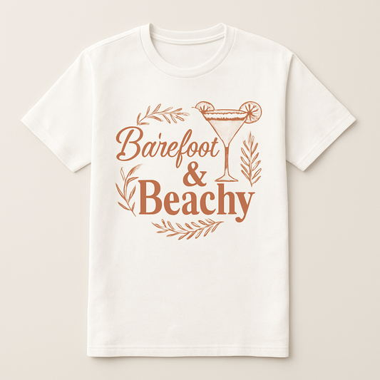Barefoot & Beachy T-Shirt – Cute Cocktail Graphic, Summer Beach Babe Shirt, Vacation Beachwear, Relaxed Boho Style Tee Beach%20Babe%20prompt%20%2349%20studio%20mockup.png