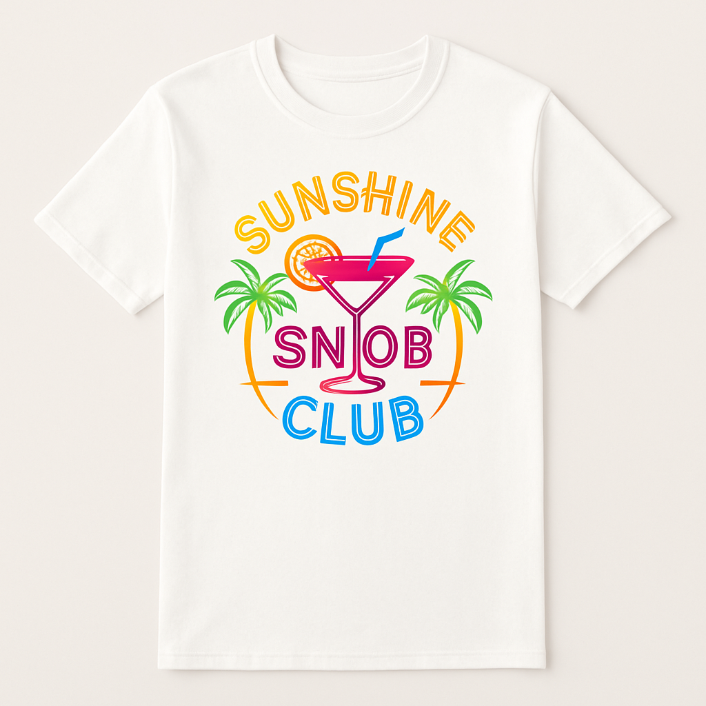 Sunshine Snob Club Neon T-Shirt – Beach Babe Graphic, Palm Trees & Cocktail, Summer Vacation Vibes, Fun Party Tee Beach%20Babe%20prompt%20%239%20studio%20mockup.png