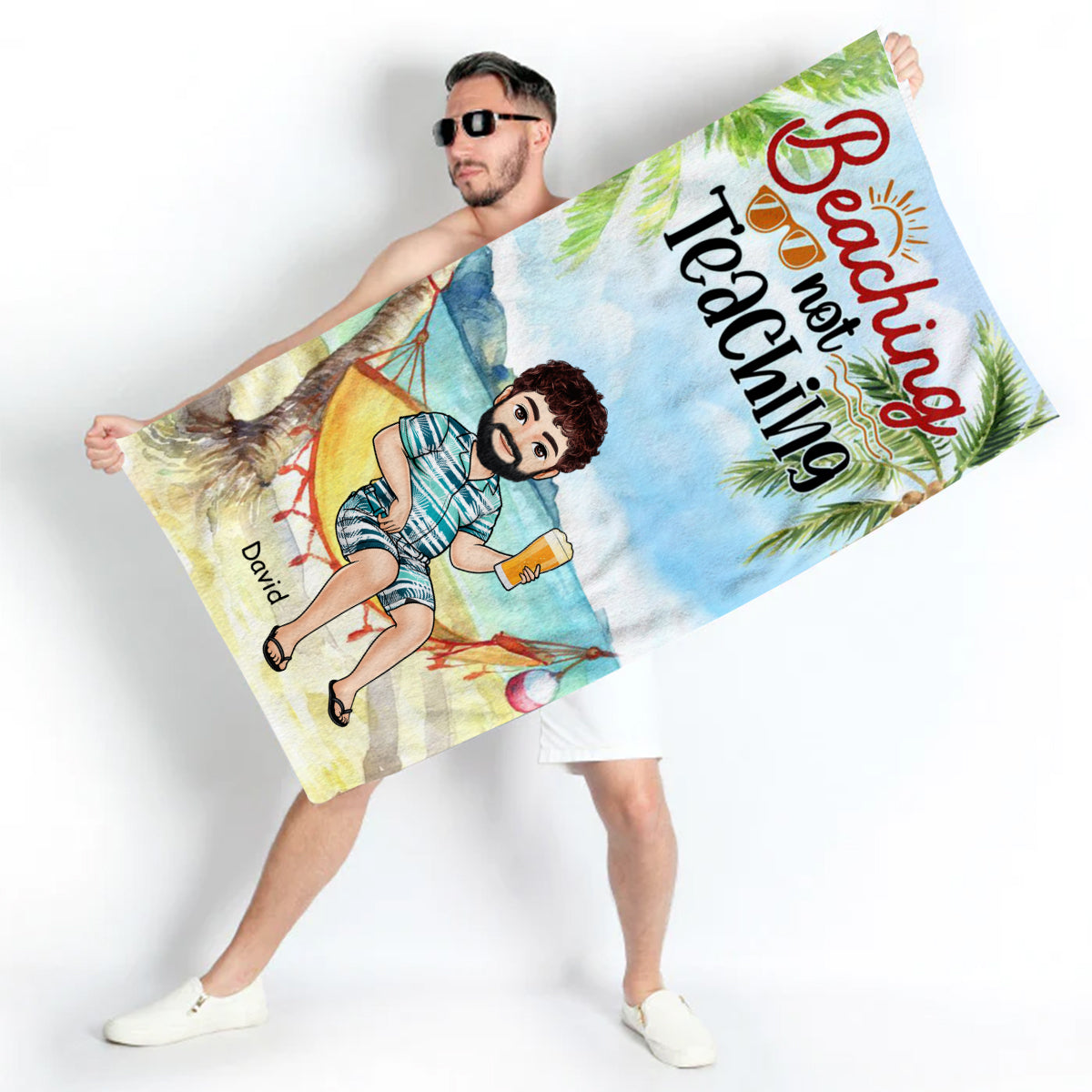 Beaching Not Teaching - Personalized Beach Towel - Gift For Teacher, Beach, Summer Vacation