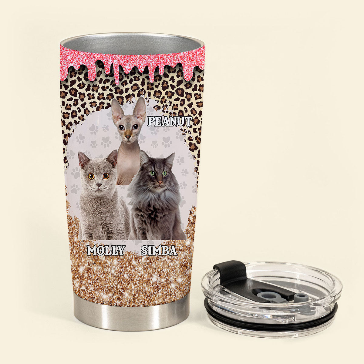 Behind Every Strong Woman Is Her Cat - Personalized Custom Cat Photo Tumbler