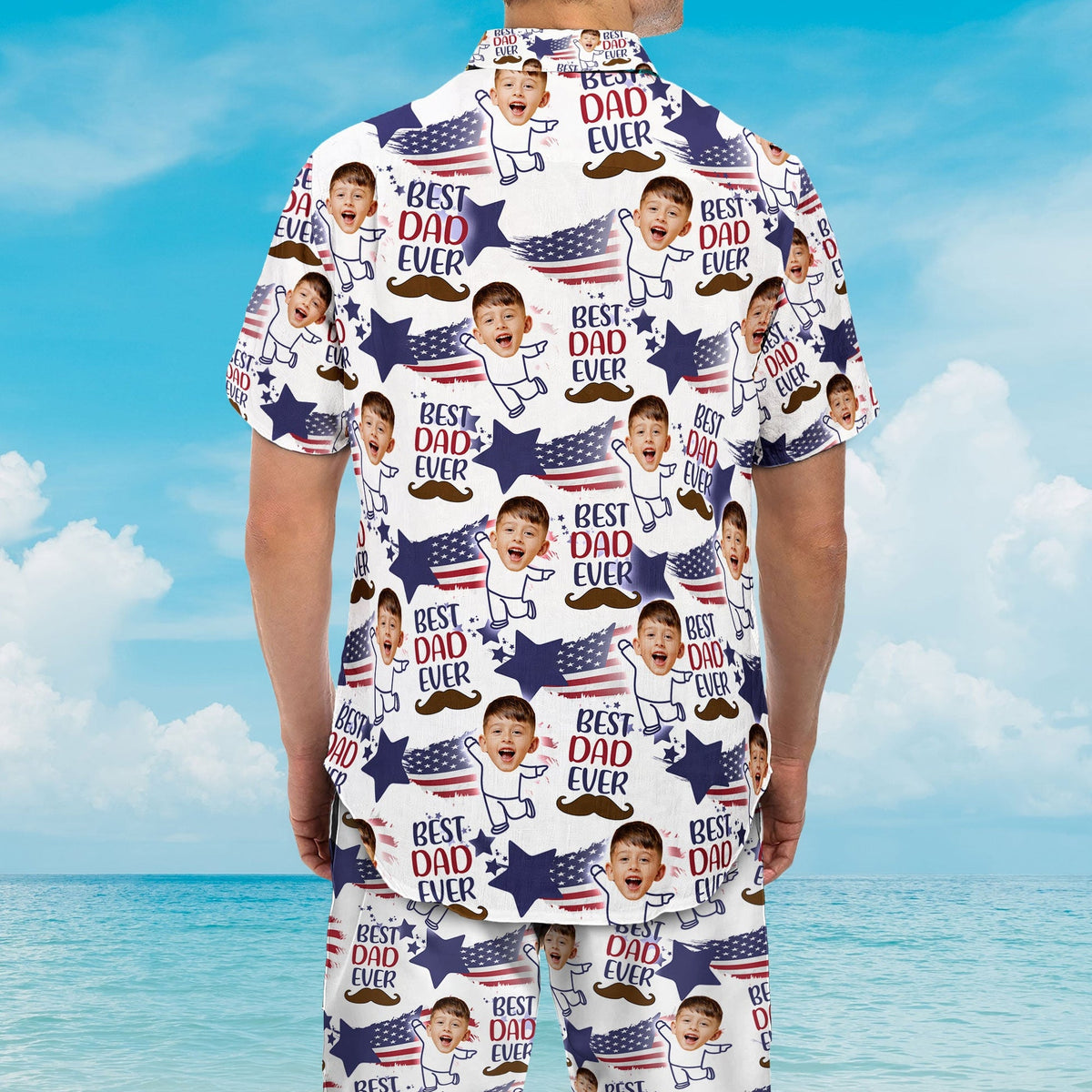 Best Dad Ever - Personalized Photo Hawaiian Set