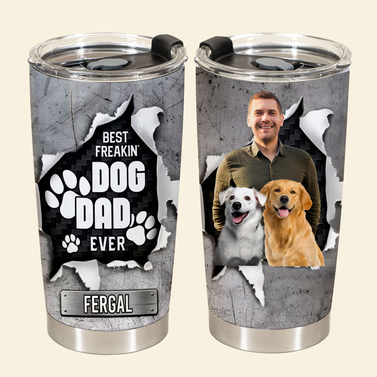Best Freakin' Dog Dad Ever - Personalized Custom Dog Photo Tumbler