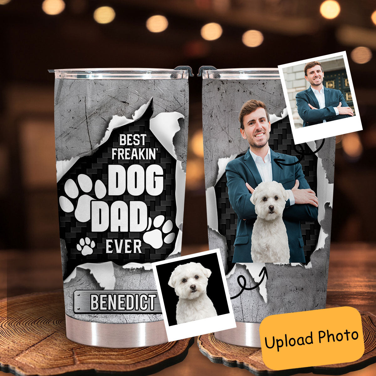 Best Freakin' Dog Dad Ever - Personalized Custom Dog Photo Tumbler