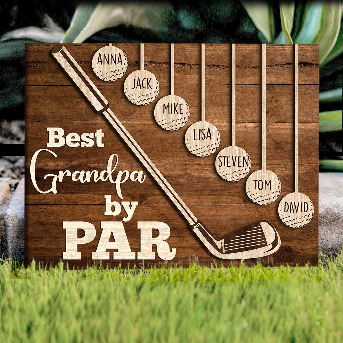 Best Grandpa By Par Golf Canvas, Fathers Day Golf Gift For Grandpa, Personalized Papa Golf Gift, Gift for Grandpa with Custom Kids Names