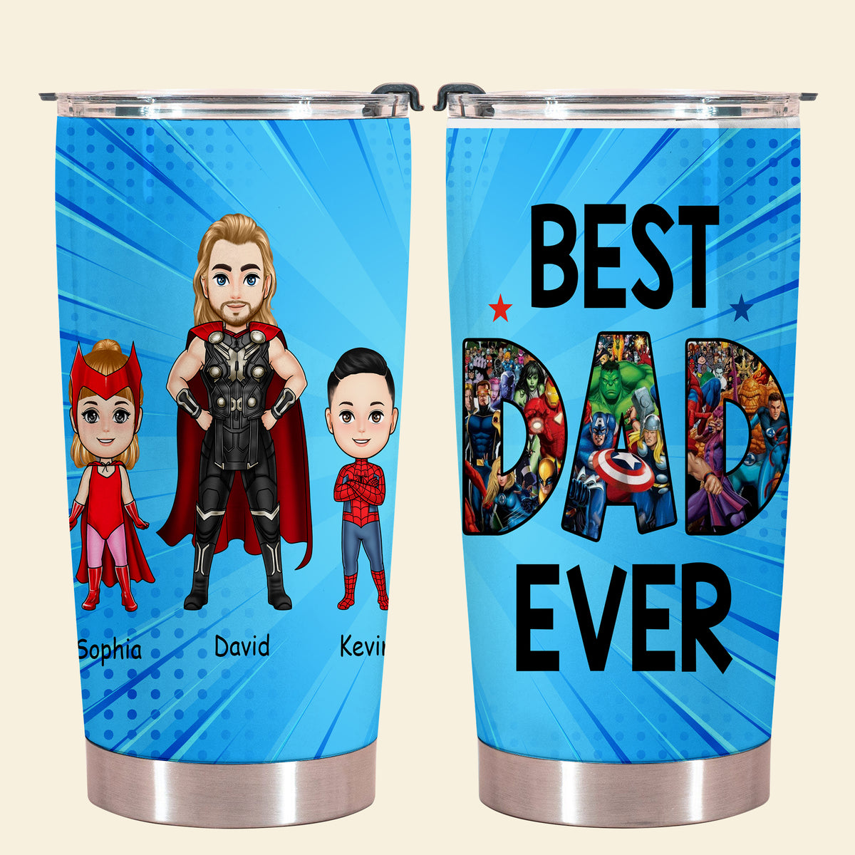 Best Dad Ever Superhero - Personalized Tumbler - Loving Gift For Father, Dad, Father's Day, Birthday Gift