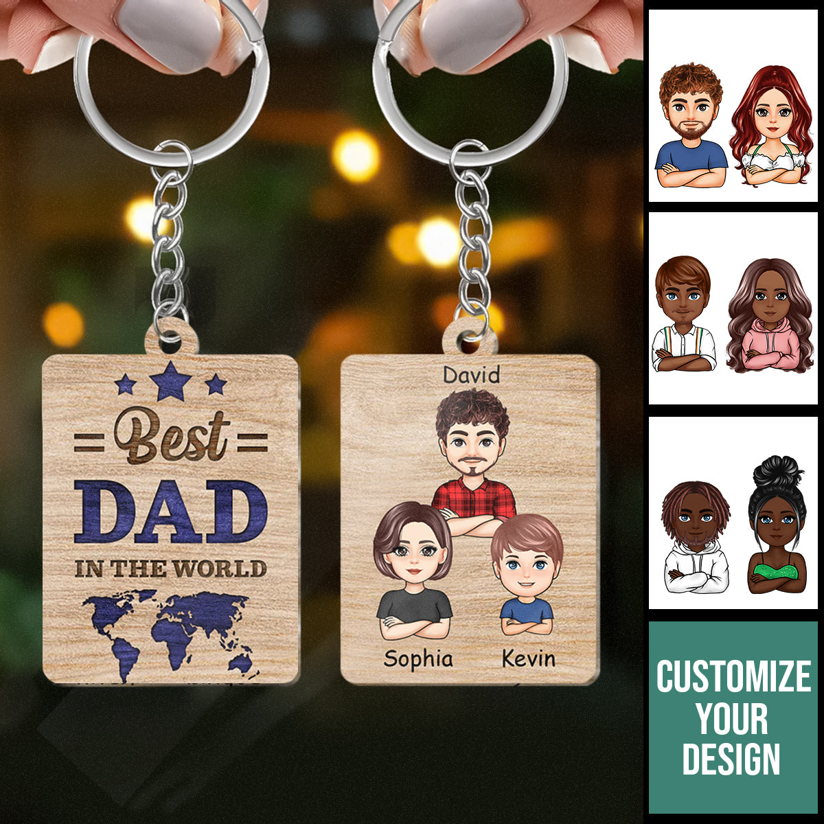 Best Dad In The World - Personalized Acrylic Keychain - Gift For Father, Father's Day