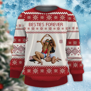 Besties Forever - Personalized Photo Ugly Sweater - Christmas Gift For Besties