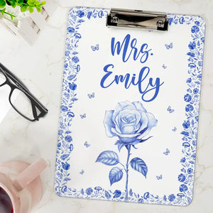 Birth Flower Chinoiserie Toile Art - Personalized Clipboard