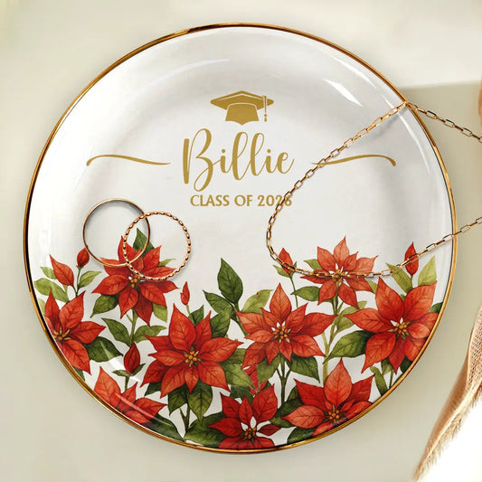 Birth Month Flower Watercolor Blooming In Love Graduation - Personalized Ring Dish