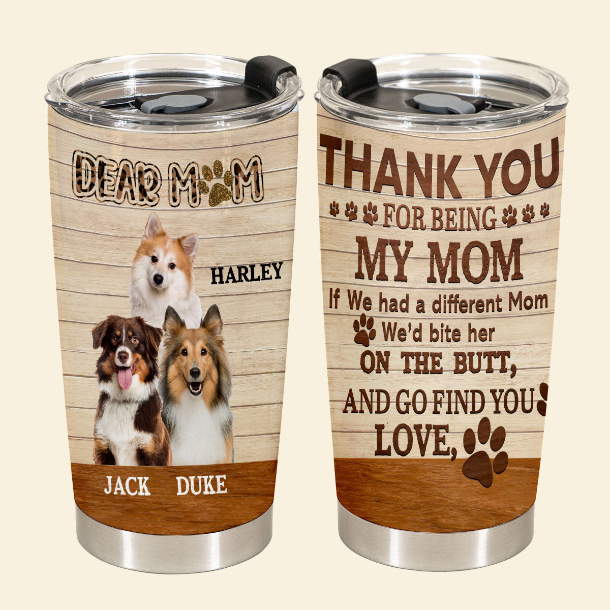 Bite The Butt - Personalized Custom Dog Photo Tumbler
