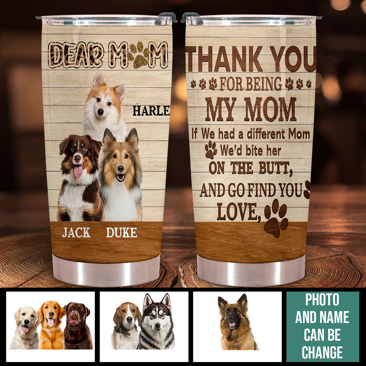 Bite The Butt - Personalized Custom Dog Photo Tumbler