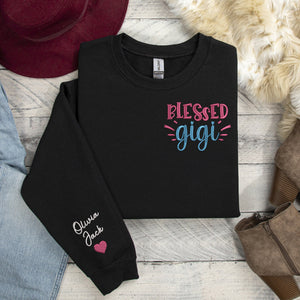 Blessed GiGi Custom Embroidered Shirt With Kids Name