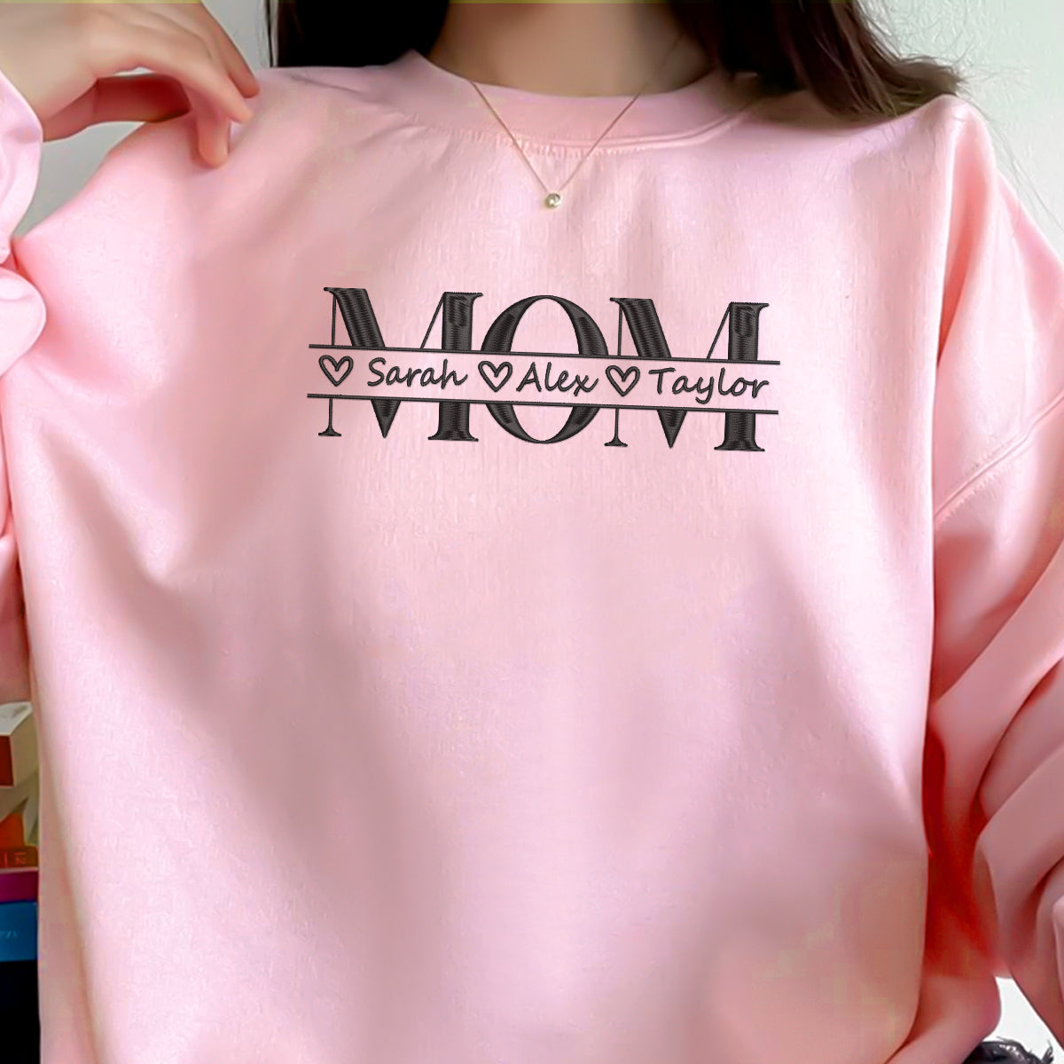 Custom Mama Sweatshirt with Kid Name Personalized Embroidered Shirt Gift For Mother, Mother's Day Gift