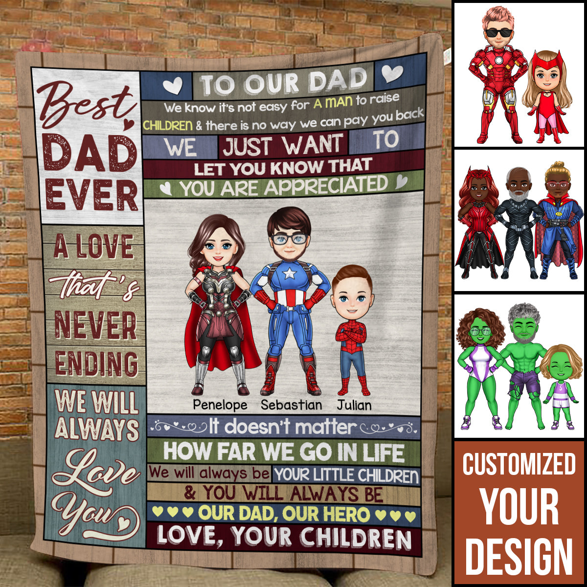 You Will Always Be My Loving Dad - Personalized Blanket - Gift For Father, Dad, Father's Day