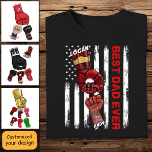 Best Dad Ever Superhero American Fist Bump - Personalized Shirt - Gift For Father, Dad, Father's Day, Birthday Gift