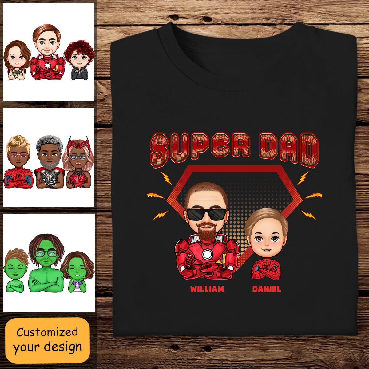 Super Dad Cool Man & Kids - Personalized Apparel - Gift For Father , Grandpa, Father's Day