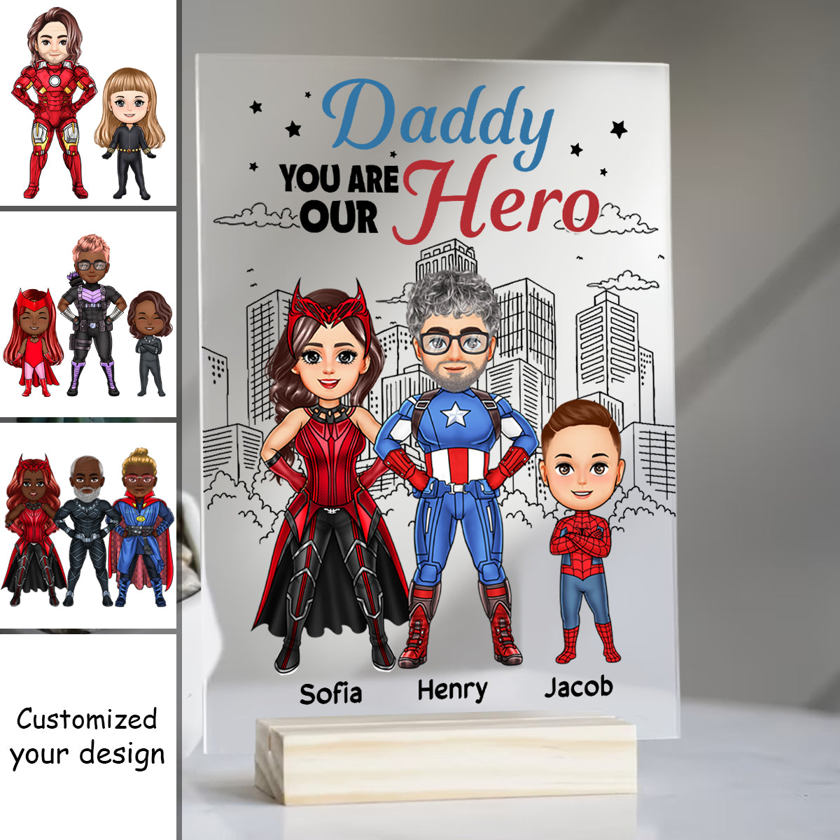 Daddy You Are My Hero - Personalized Acrylic Plaque - Gift For Father