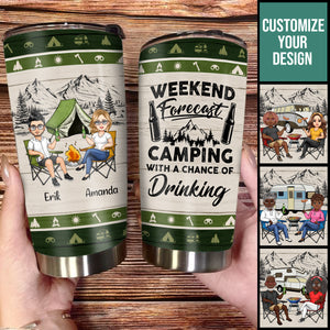 Camping With A Chance Of Drinking - Personzlized Tumbler - Gift For Couple, Camping, Summer