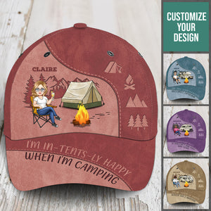 I'm in-tents-ly Happy When I'm Camping - Personalized Classic Cap - Gift For Camping Lovers