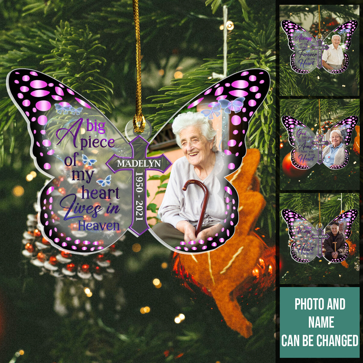 Your Wings Were Ready But My Heart Was Not Butterfly - Personalized Acrylic Ornament - Memorial, Christmas Gift