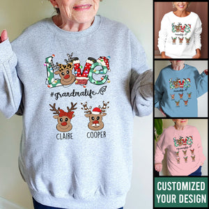 Reindeer Love Grandma Life - Personalized Shirt - Christmas Gift For Grandma