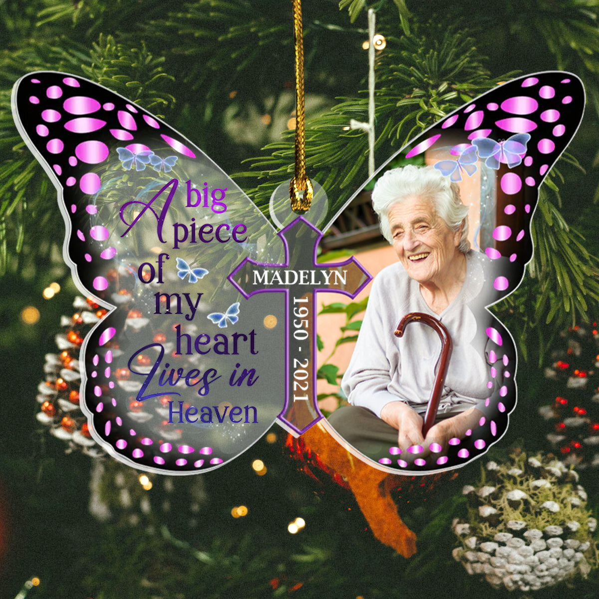 Your Wings Were Ready But My Heart Was Not Butterfly - Personalized Acrylic Ornament - Memorial, Christmas Gift