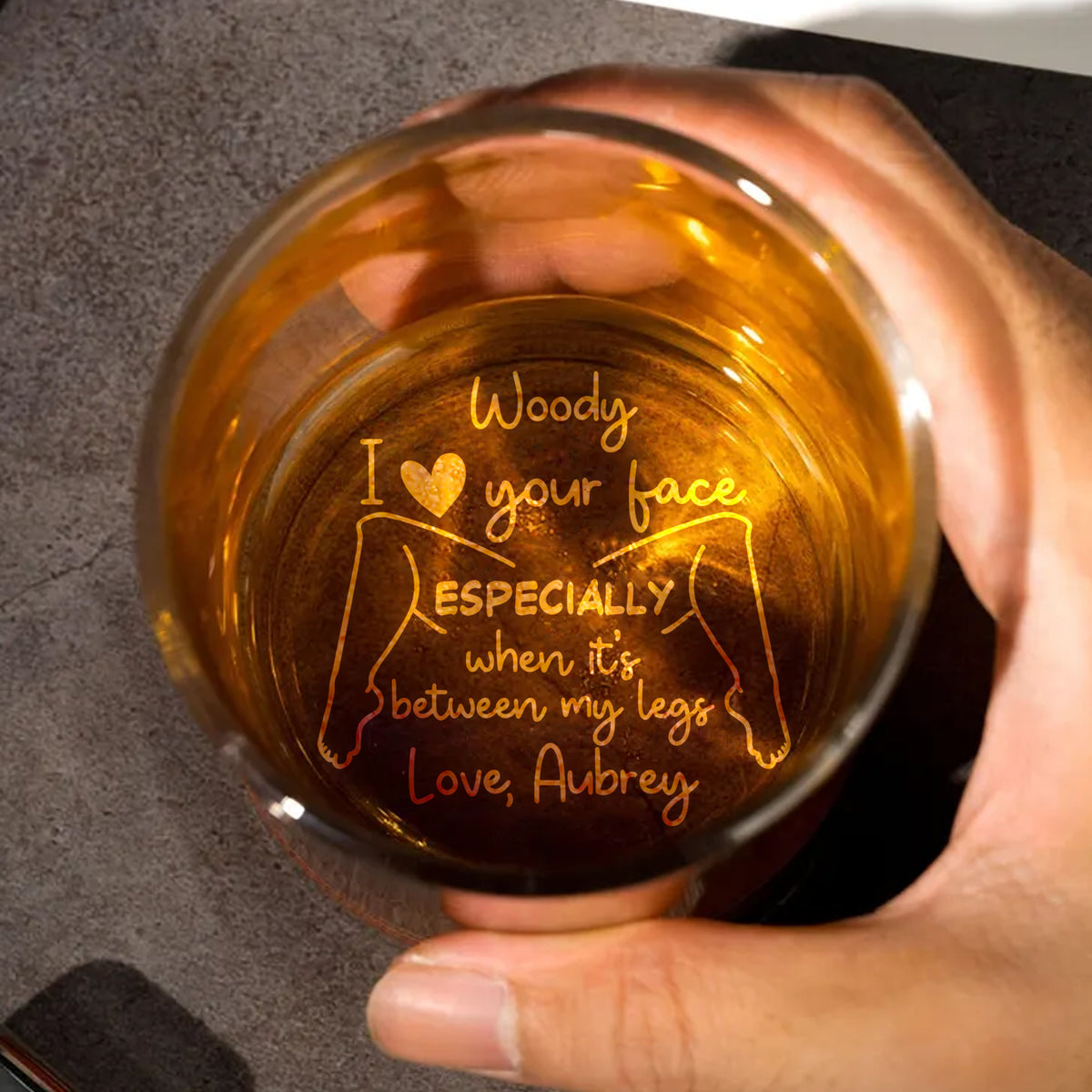 I Love Your Face Between My Legs Whiskey Glass Anniversary Gift For Him - Personalized Engraved Whiskey Glass - Anniversary Valentine Gift