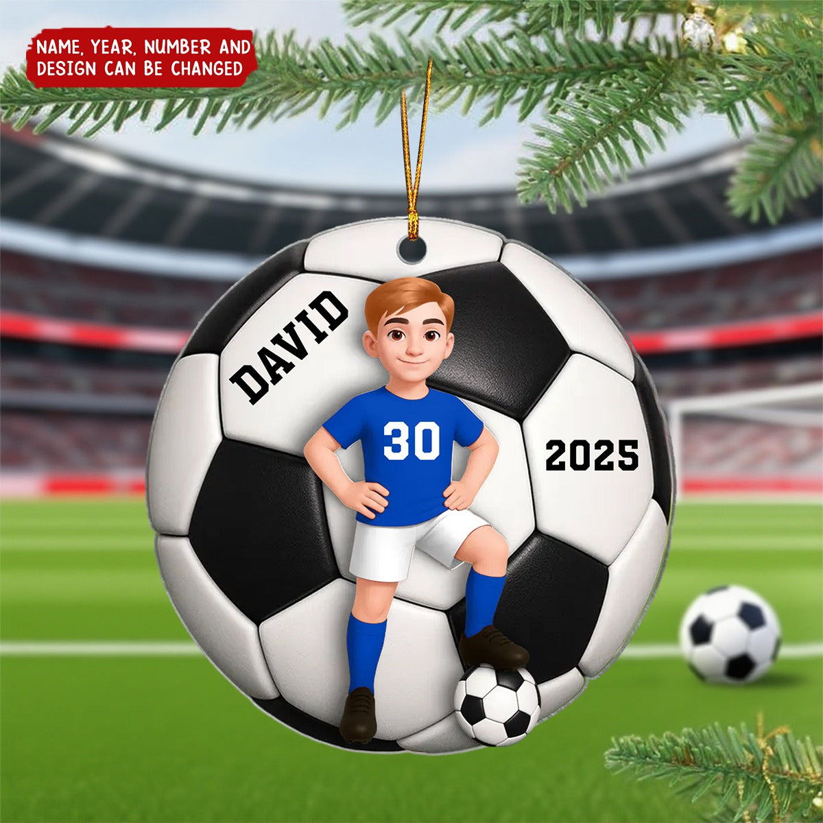 Soccer Boy 3D Effect - Personalized Christmas Acrylic Ornament Soccer Lover Custom Christmas Acrylic Ornament Christmas Tree Decoration