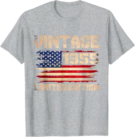 70 Year Old American Flag T-Shirt Birthday Gifts for Women Men, 70 Years Old Gifts, 1955 Birthday Gifts for Her Him, 70th Birthday Presents Shirt