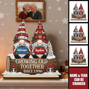 Couple Growing Old Together Personalized Sitting Wooden Plaque Custom Gift For Couple, Anniversary Gift Valentine's Gift