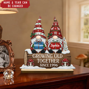 Couple Growing Old Together Personalized Sitting Wooden Plaque Custom Gift For Couple, Anniversary Gift Valentine's Gift