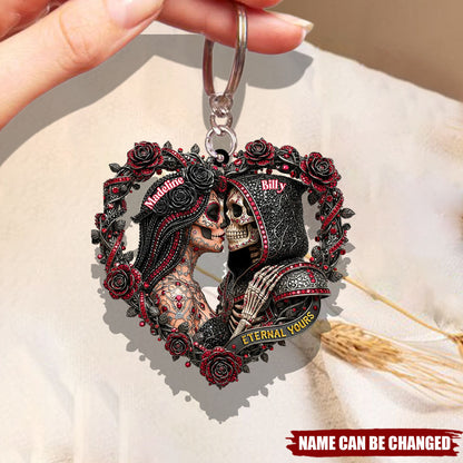 Personalized Skull Couple Acrylic Keychain, Gift For Couples