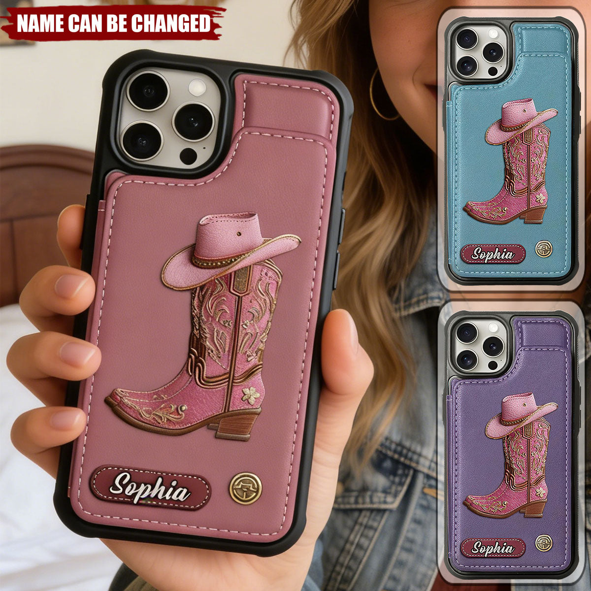 Western Spirit - Cowgirl Boots Personalized Leather Phone Case