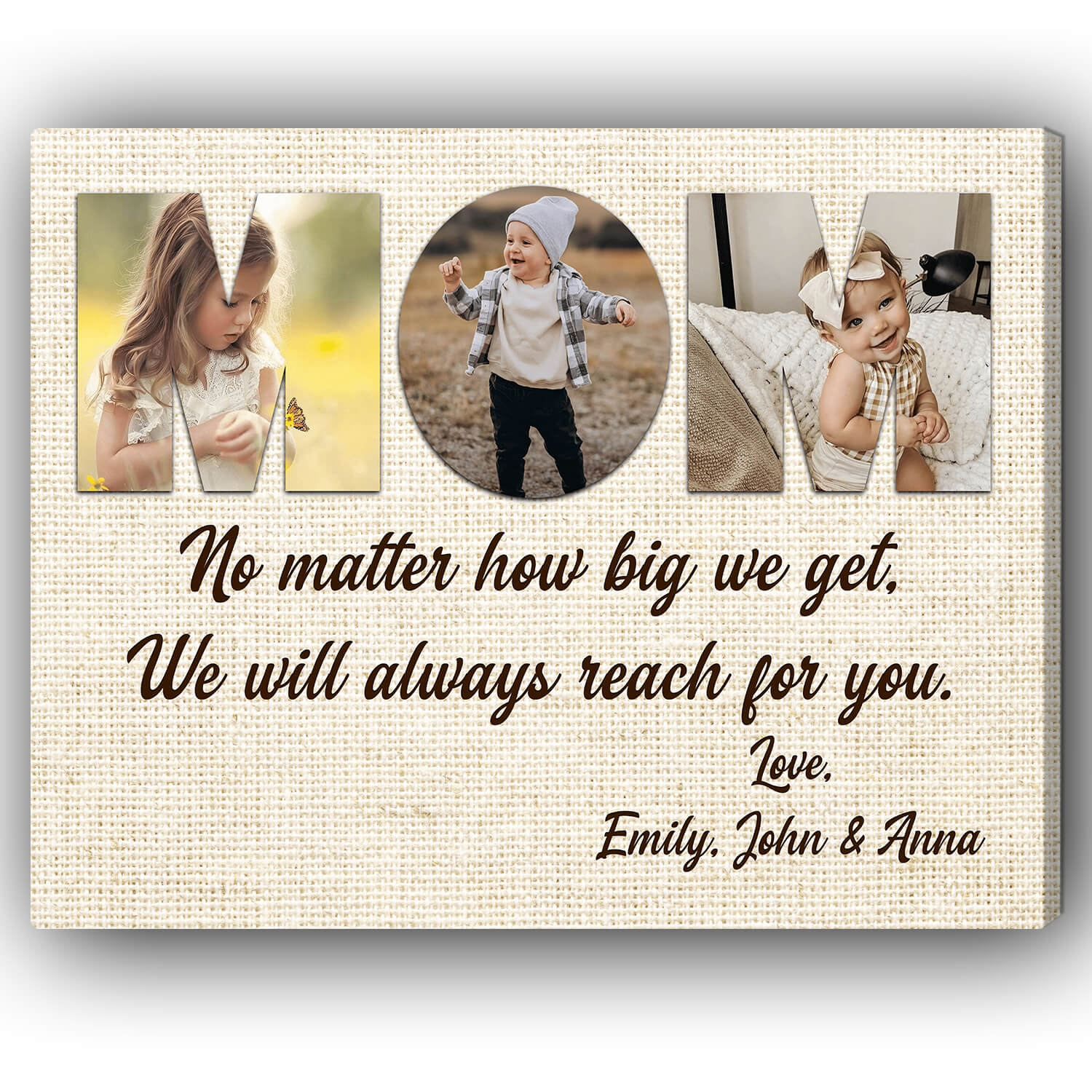Mom, No Matter How Big We Get, We Will Always Reach For You - Personalized Custom Canvas, Mother's Day And Birthday Gift For Mom