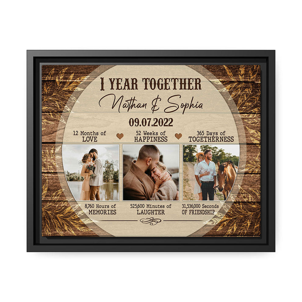 1 Year Anniversary gift for Him for Her - Personalized One Year Anniversary present - 1 Year Together - Custom Canvas