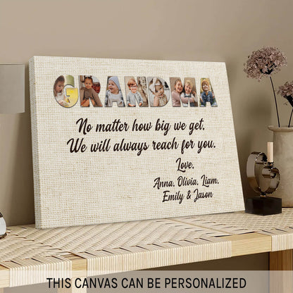 Mom, No Matter How Big We Get, We Will Always Reach For You - Personalized Custom Canvas, Mother's Day And Birthday Gift For Mom