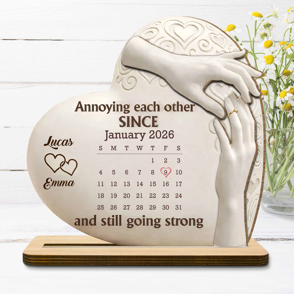 Annoying Each Other Since, Heart and Hands Design, Personalized Gift For Couples