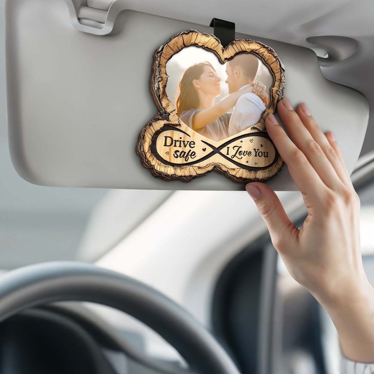 Drive Safe I Love You Heart Shaped Clip,Custom Car Visor Clip,Gift For Spouse And Partner