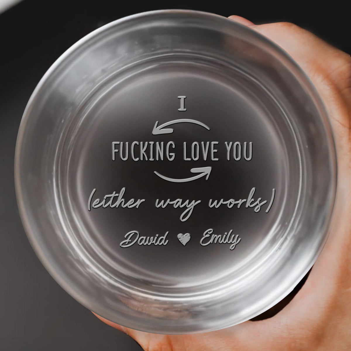 I Effing Love You, Arrow And Heart Design, Personalized Engraved Whiskey Glass, Gift For Couples and Partners