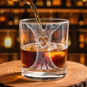 Celebrate Your Love With Our Tree Design Custom Whiskey Glass, Gift for Couples